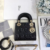 Dior Women's Bag Top version Version2023New ladymini Bag Diana Bag Three-Grid Classic Patent Leather Chain Shoulder Messenger Handbag Women's Bag