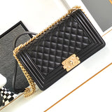 Chanel Women's Bag Top version 【Ceiling Grade High-End Version Original Leather】Classic Style Leboy Flap Bag Original Caviar Cowhide Original Sheepskin Leboy Black Gold Black Silver Ball Pattern Cattle Leather Bag Chain Bag Messenger Bag Shoulder Bag Wome