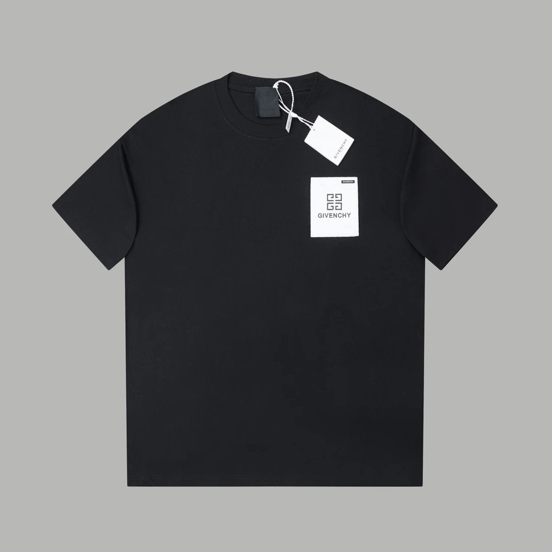 Givenchy T-shirt Front Chest 3D Leather Tag with Metal Letters logo round Neck Short Sleeve25ss New pure cotton T Unisex T-Shirt OS Loose Fit Base Shirt Top Half Sleeve T-Shirt