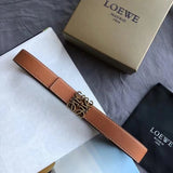 LOEWE Belt Top version 【Original Order】Women's Original New Style White Cream Gentle Belt3.2cm Boutique Letter Buckle Official Network Synchronization New Selected Imported First Layer Calfskin New Versatile Detail Line Ladies Belt Counter New Waist Belt