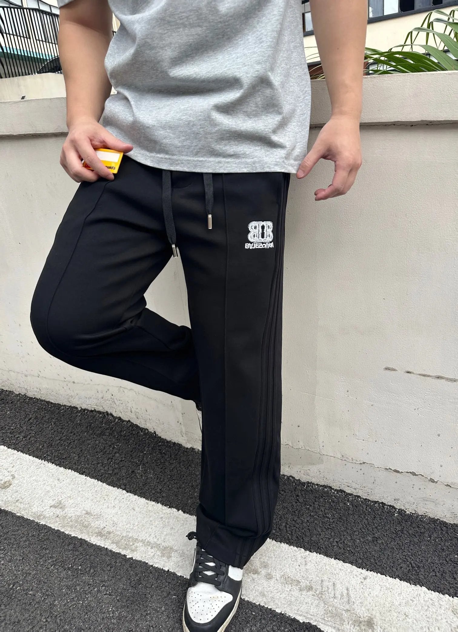 Balenciaga Sweatpants Double B Printed Wide-Leg Straight Sweatpants Long Pants Unisex Pure Cotton