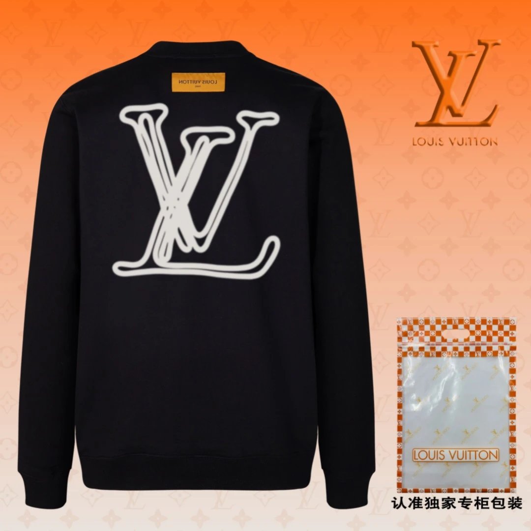 Louis Vuitton LV Hoodie Large back logo Runway Style Crewneck Sweatshirt Long Sleeve Base Shirt Jacket Top Fashion Unisex Sports Casual OS Loose Fit Versatile New Autumn Winter Collection