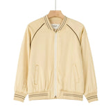 Celine Jackets Light Gold Back Heavy Embroidered Letter Jacket Coat Unisex Autumn Winter New Sports Casual Loose Versatile