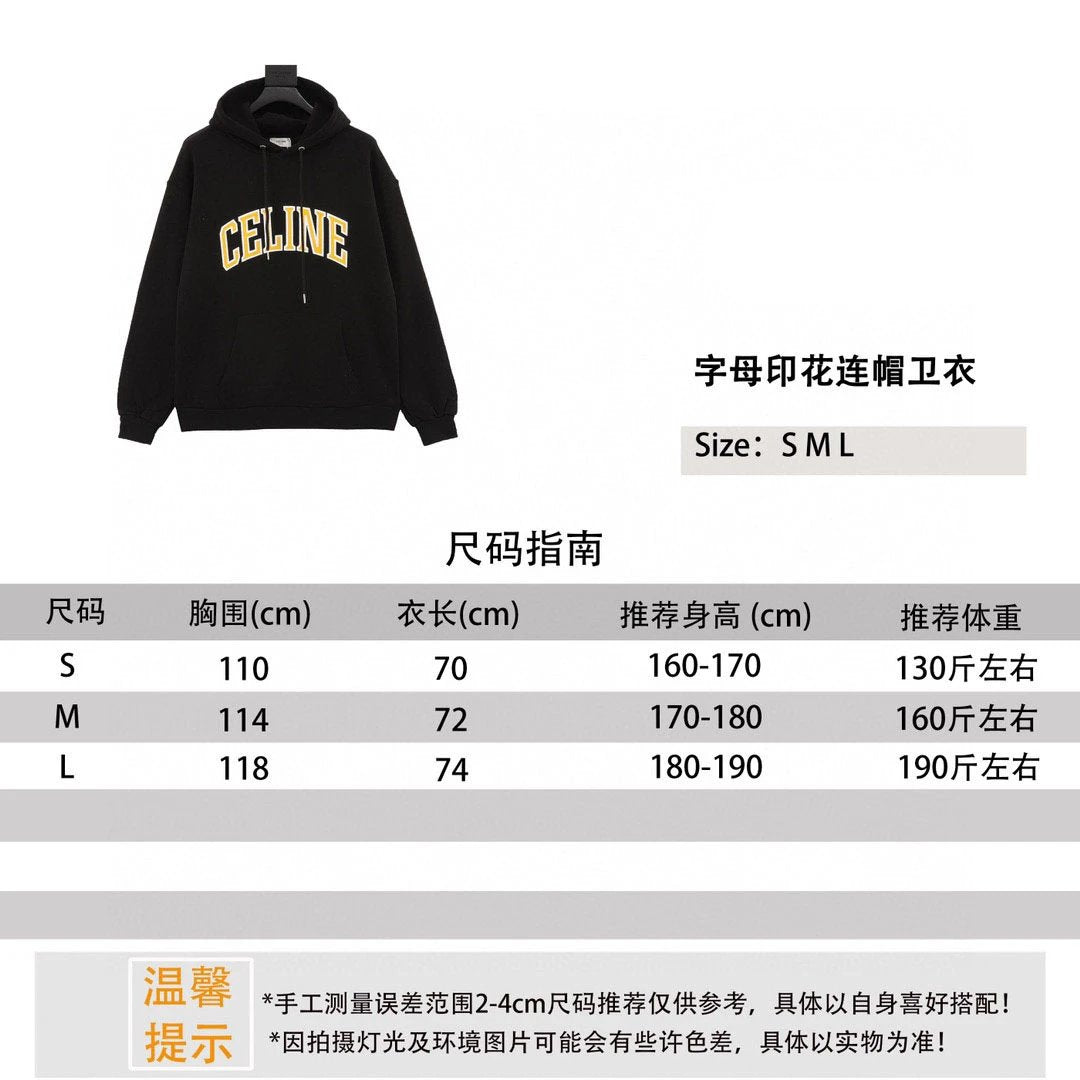 Celine Hoodie Letter Printed Hoodie Same Style for Men and Women