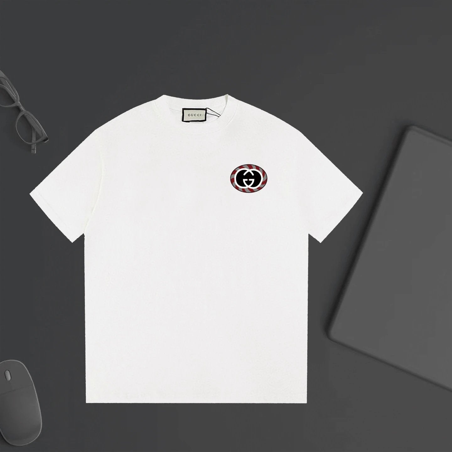 Gucci T-shirt Double-breasted G Letter Printing logo round Neck Short Sleeve25ss New pure cotton T Unisex T-Shirt OS Drop Shoulder Loose Fit Base Shirt Top T-Shirt Short Sleeve
