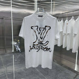 Louis Vuitton LV T-shirt Hand-painted Ink Splash Letter Print on Chest logo round Neck Short Sleeve25ss New pure cotton T Unisex T-Shirt OS Loose Fit Base Shirt Top Half Sleeve T-Shirt
