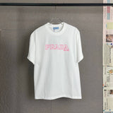 PRADA T-shirt Chest Letter Print logo round Neck Short Sleeve25ss New pure cotton T Unisex T-Shirt OS Drop Shoulder Loose Fit Base Shirt Top T-Shirt Short Sleeve