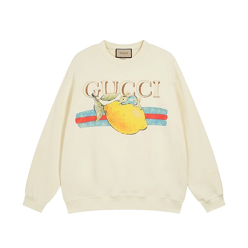 Gucci Hoodie Orange print logo Round Neck Sweatshirt Long Sleeve Base Shirt Jacket Top Fashion Unisex Sports Casual Loose Fit Versatile Autumn Winter New Arrival