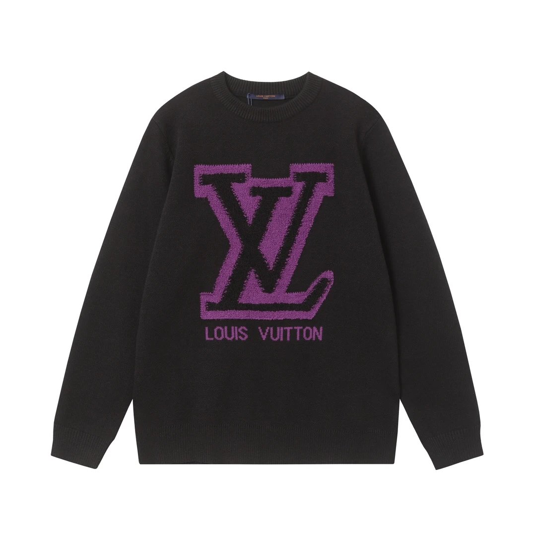 Louis Vuitton LV Sweater logo Jacquard Knit Crew Neck Sweater Long Sleeve Pullover Thickened Lazy Style OS Loose Fit Unisex Top Jacket Versatile Casual Wearable Inside and Outside