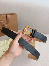 Burberry Belt Top version 【Original Custom】Original New Men's Leather Belt Width3.5cm Double-Sided Imported First Layer Calfskin Full Grain Leather Genuine Goods Quality Original Factory Pin Buckle Letters Rotating Buckle Counter Full Set Gift Box Packagi