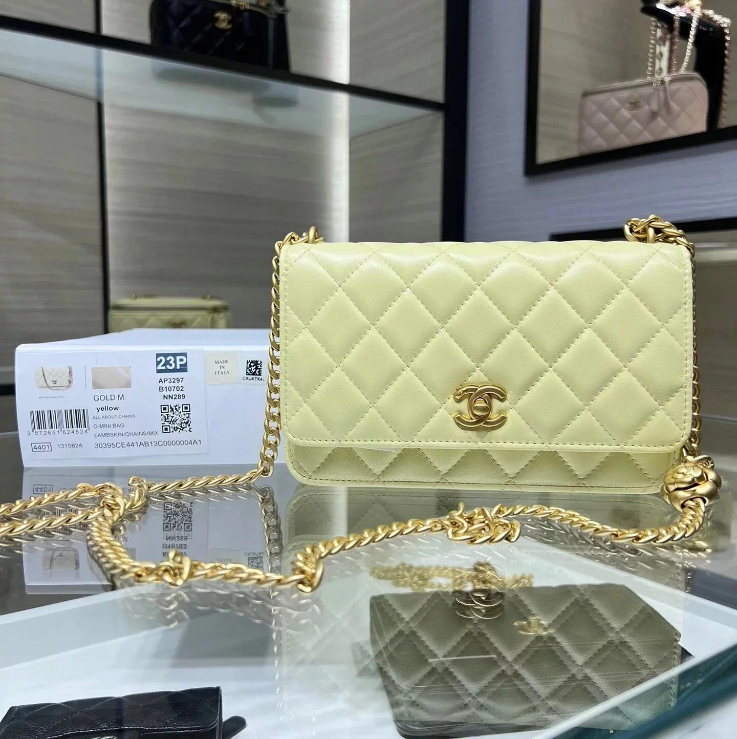 Chanel Women's Bag Top version 【**Original Leather】23S Spring and Summer New Camellia Adjustable Buckle WOC Fortune Bag New Camellia woc Chain Bag Clutch Envelope Package Flap Bag Women's Bag Camellia Bag Small Bag