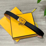 FENDI Belt Top version Women's Belt Fashion Double-Sided Imported First Layer Cowhide Fashion All-Match Casual Belt Wide3.0Iconic F Hardware hanging buckle