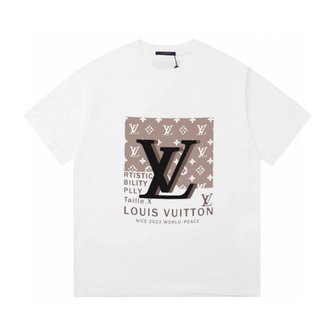 Louis Vuitton LV T-shirt Chest Letter Pattern Print logo round Neck Short Sleeve25ss New pure cotton T Unisex T-Shirt OS Loose Fit Base Shirt Top Half Sleeve T-Shirt