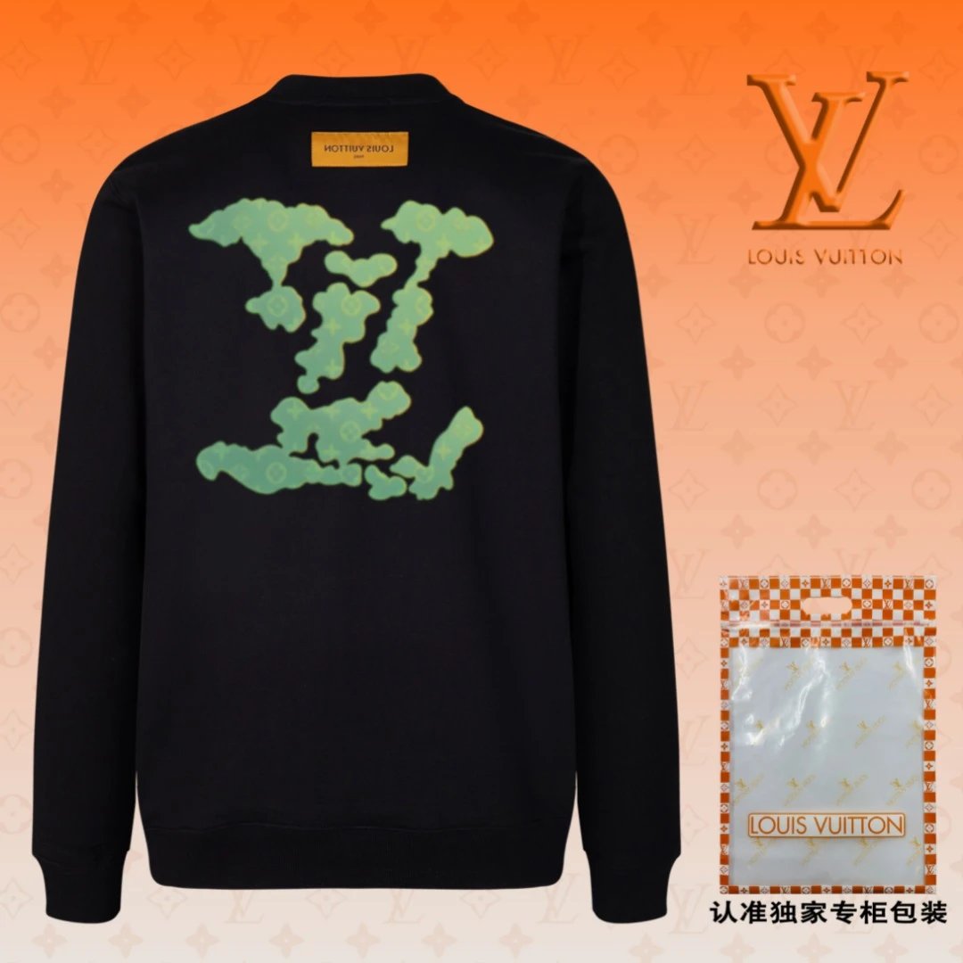 Louis Vuitton LV Hoodie Clouds logo Runway Style Crewneck Sweatshirt Long Sleeve Base Shirt Jacket Top Fashion Unisex Sports Casual OS Loose Fit Versatile New Autumn Winter Collection