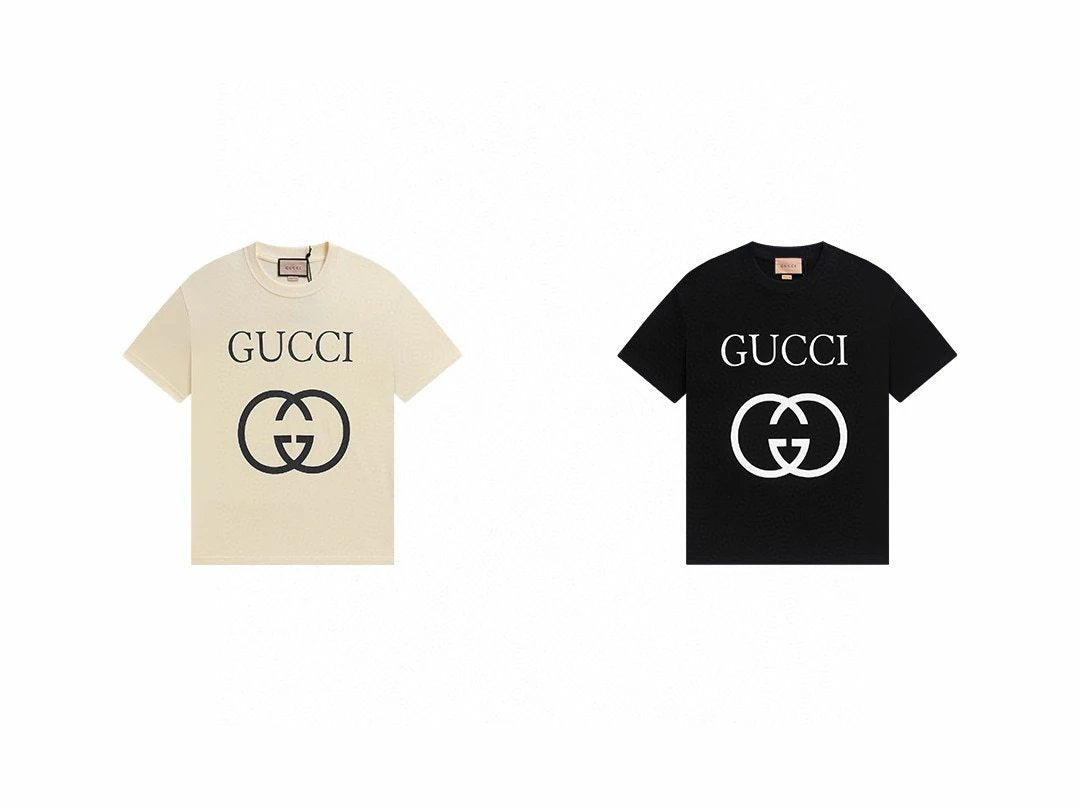 Gucci T-shirt Front Large Brand Logo Print logo round Neck Short Sleeve25ss New pure cotton T Unisex T-Shirt OS Loose Fit Base Shirt Top Half Sleeve T-Shirt