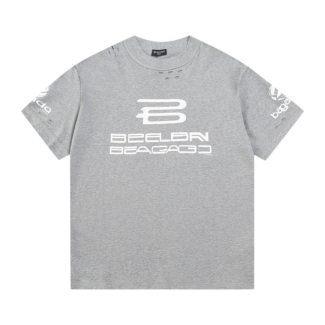 Balenciaga T-shirt Chest Letter Print logo round Neck Short Sleeve25ss New Pure Cotton Unisex Style T Casual T-Shirt Base Layer Shirt OS Loose Fit Half Sleeve Top Plus Size