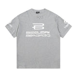 Balenciaga T-shirt Chest Letter Print logo round Neck Short Sleeve25ss New Pure Cotton Unisex Style T Casual T-Shirt Base Layer Shirt OS Loose Fit Half Sleeve Top Plus Size