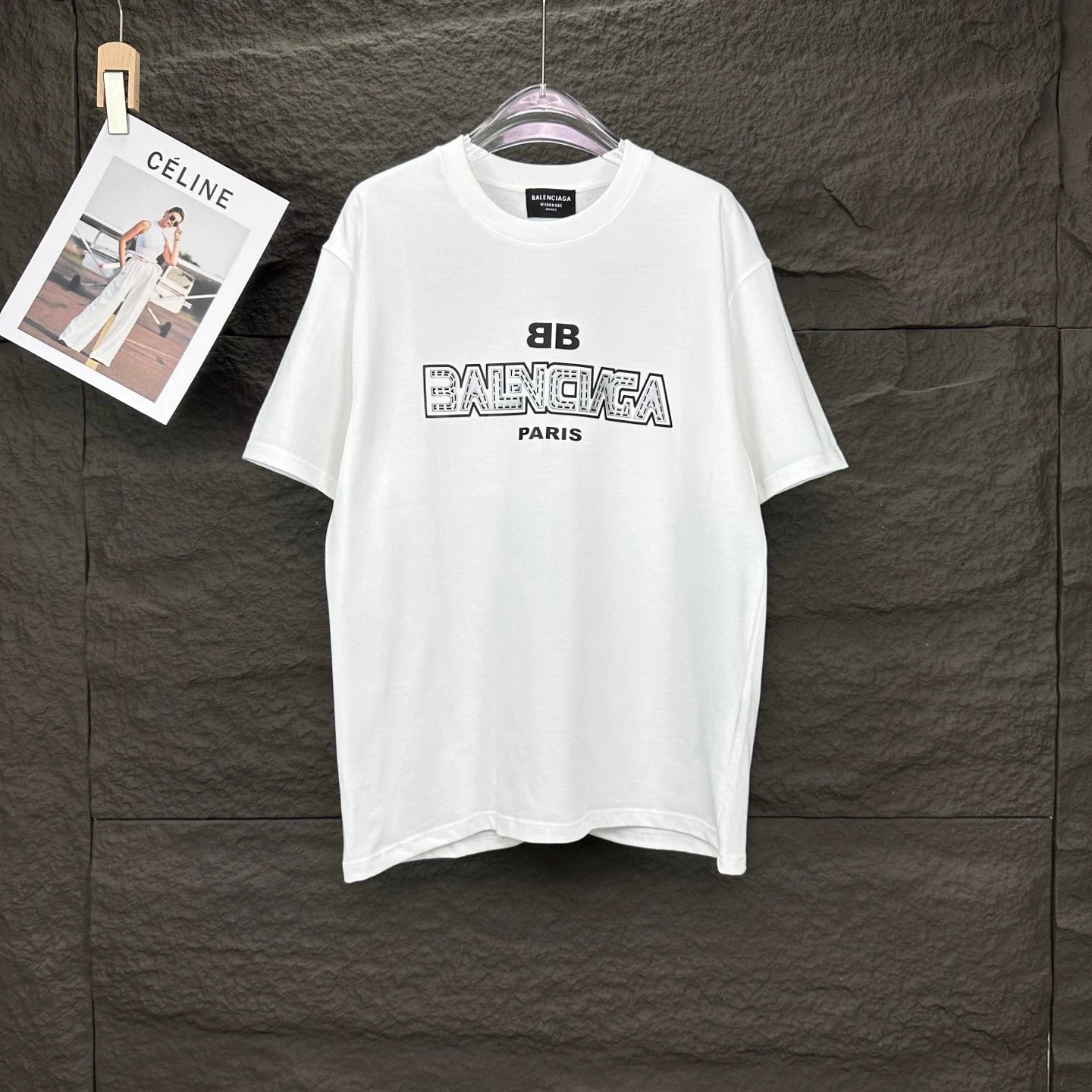 Balenciaga T-shirt Front Chest Embossed Letter Print logo round Neck Short Sleeve25ss New pure cotton T Unisex T-Shirt OS Drop Shoulder Loose Fit Base Shirt Top T-Shirt Short Sleeve
