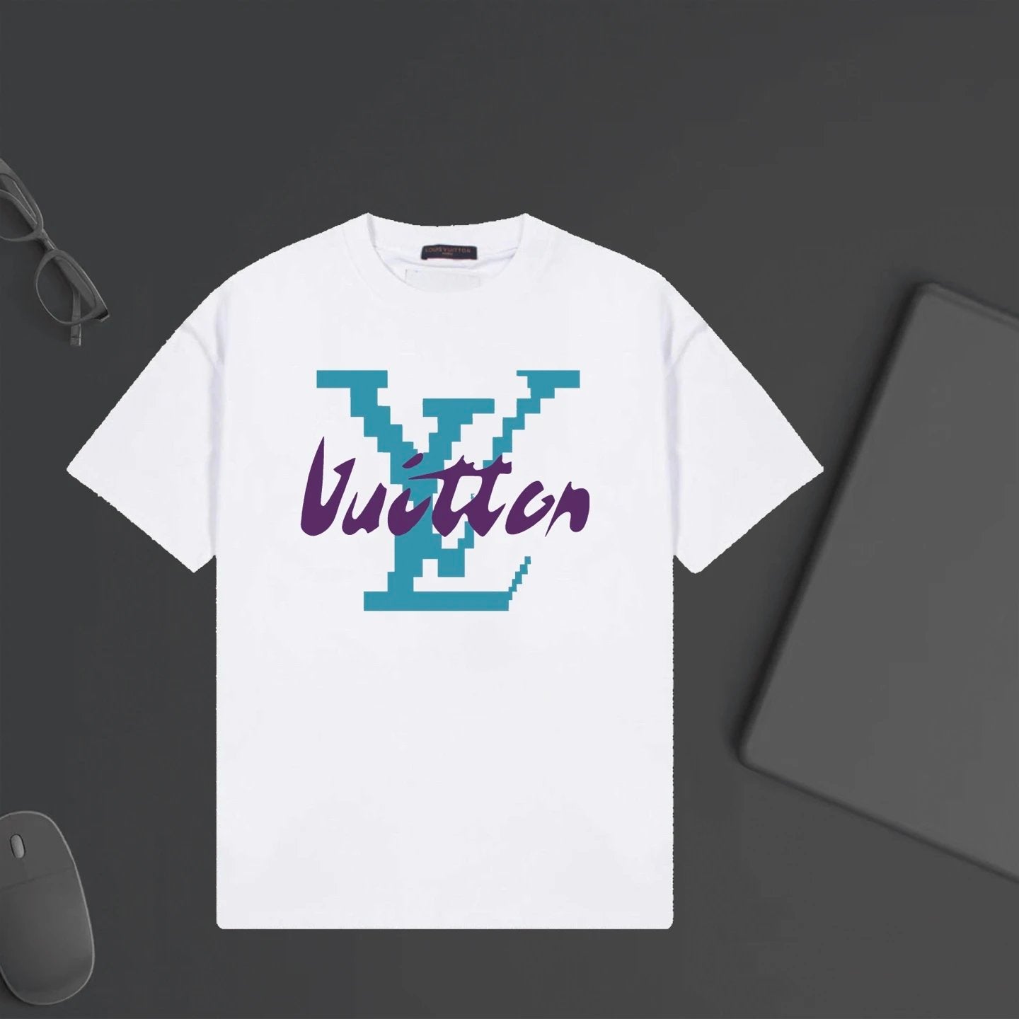 Louis Vuitton LV T-shirt Front Color-Block Letter Print logo round Neck Short Sleeve25ss New Pure Cotton Unisex Style T Casual T-Shirt Base Layer Shirt OS Loose Fit Half Sleeve Top Plus Size
