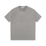 LOEWE T-shirt Solid Color Embroidery on the Chest logo round Neck Short Sleeve25ss New pure cotton T Unisex T-Shirt OS Drop Shoulder Loose Fit Base Shirt Top T-Shirt Short Sleeve