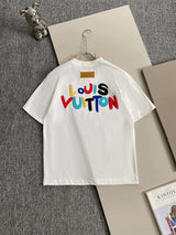 Louis Vuitton LV T-shirt Back Colorful Letter Foam Print logo round Neck Short Sleeve25ss New Pure Cotton Unisex Style T T-shirt OS Loose Fit Base Shirt Top Half Sleeve T-Shirt