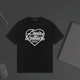 Louis Vuitton LV T-shirt Heart-shaped Letter Print on the Chest logo round Neck Short Sleeve25ss New Pure Cotton Unisex Style T T-shirt OS Loose Fit Base Shirt Top Half Sleeve T-Shirt