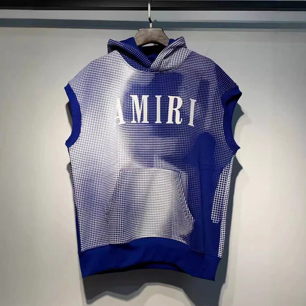 Amiri Hoodie 2024Autumn and Winter New Letters logo Printing plus Velvet Hooded Sleeveless Sweater for Men and Women