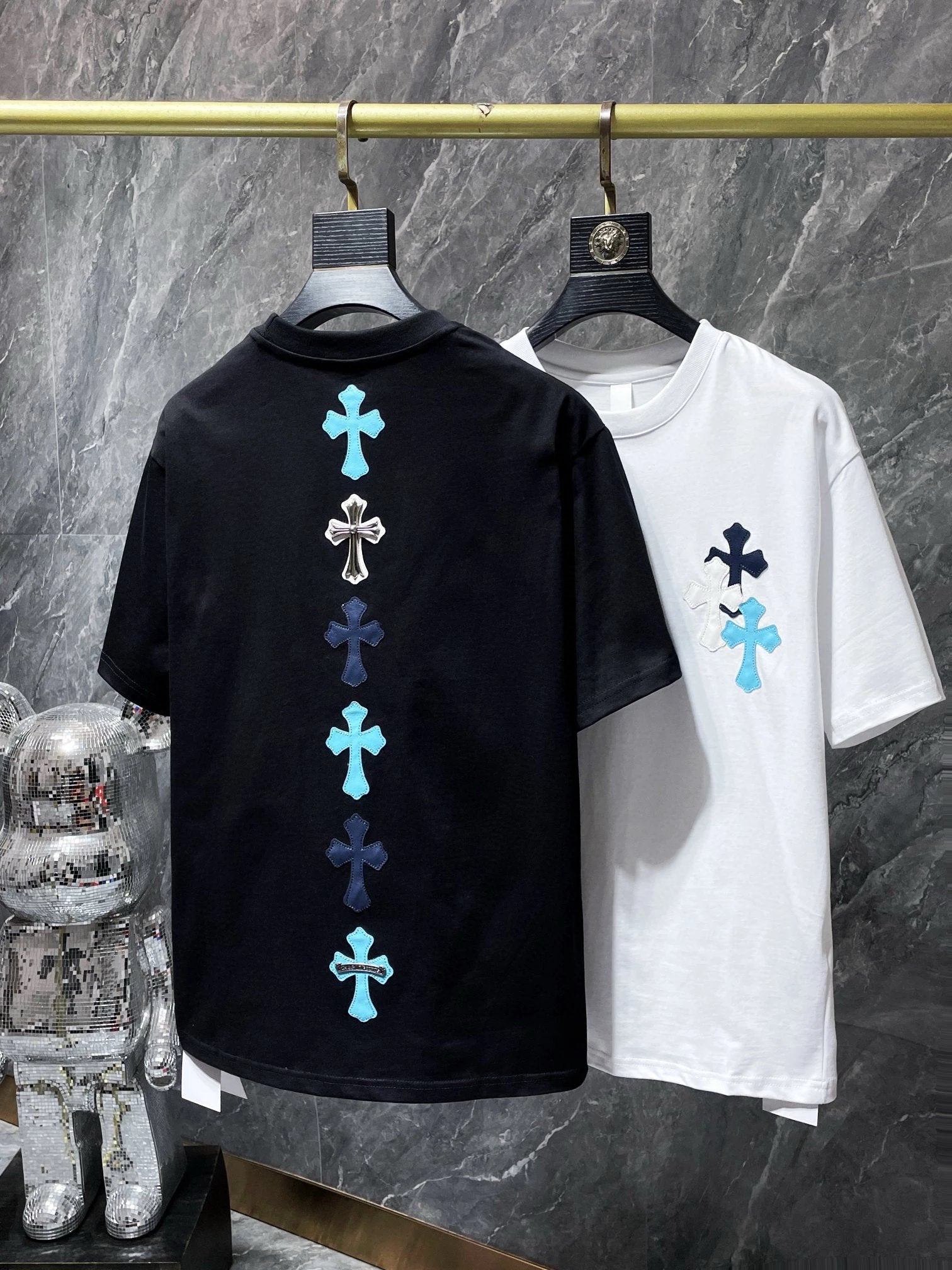 Chrome Hearts T-shirt Top Version Labeling Embroidery Men's and Women's Same Style Short Sleeve T Summer Fashionable Shirt