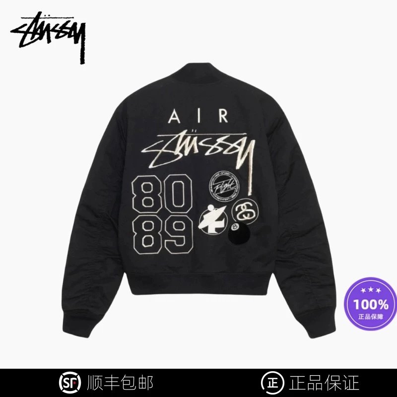 Stussy Jackets Top Version Joint Name Reversible Jacket Baseball Uniform Men's and Women's Cotton-Padded Jacket Fall Winter Coat