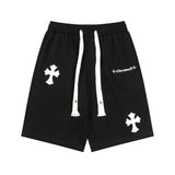 Chrome Hearts Shorts Front Leather Patch logo Five-point Shorts25ss New Drawstring Casual Summer Pants American Style5Two-in-One Casual Sweatpants for Men and Women, Pure Cotton Joggers