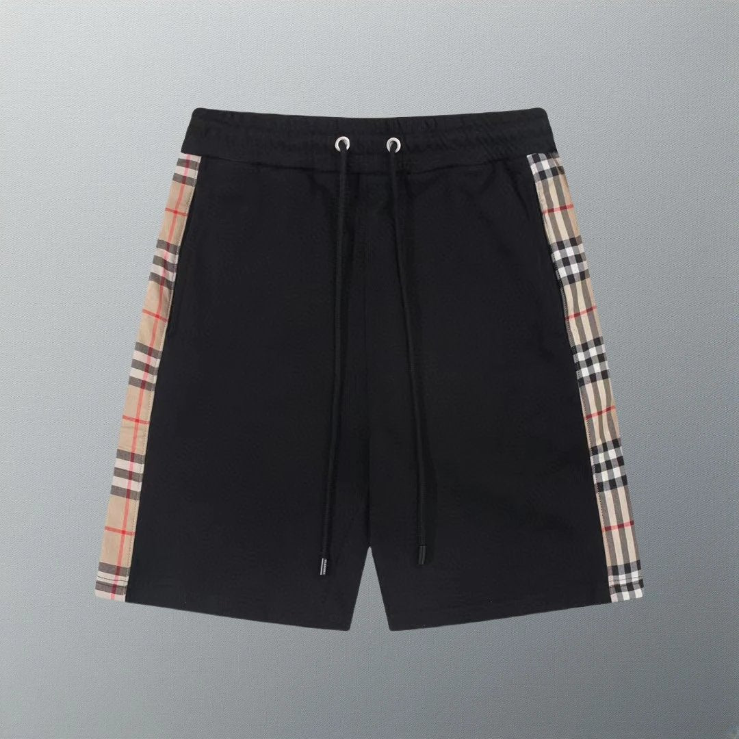 Burberry Shorts Classic Plaid Ribbon Patchwork Print logo Five-point Shorts25ss New Heavy Drawstring American Style Casual Summer Pants5Two-in-One Casual Sweatpants for Men and Women, Pure Cotton Joggers