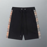 Burberry Shorts Classic Plaid Ribbon Patchwork Print logo Five-point Shorts25ss New Heavy Drawstring American Style Casual Summer Pants5Two-in-One Casual Sweatpants for Men and Women, Pure Cotton Joggers