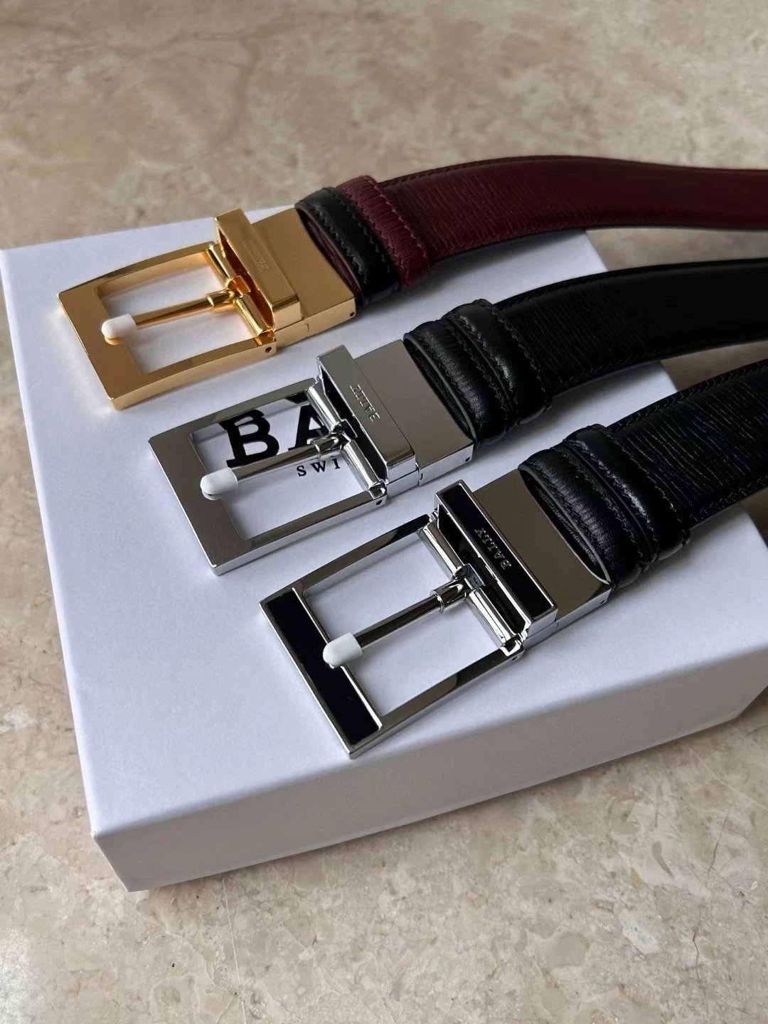 Bally Belt Top version Original Single Belt Counter New Men's Double-Sided Casual Business Belt Wide3.5cm Double-Sided Head Layer Cowhide Belt First Layer Cow Leather Belt Men and Women Business Casual Belt Belt Men's Leather Belt