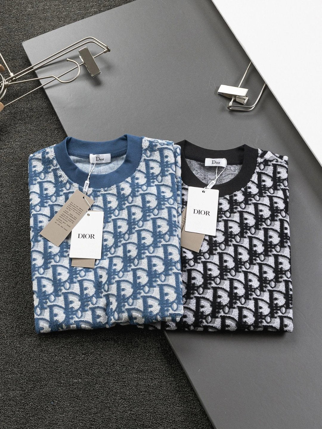 Dior T-shirt Jacquard Full Print Knit Crew Neck Short Sleeve25ss New pure cotton T Unisex T-Shirt OS Loose Fit Base Shirt Top Half Sleeve T-Shirt