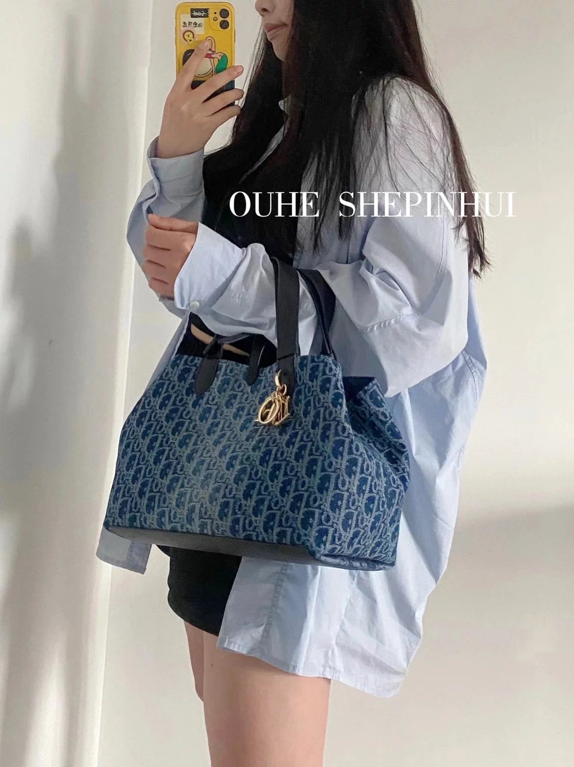 Dior Women's Bag Top version 【Grade Surrogate Shopping Original Factory】24New Denim Blue Toujours Bucket Bag Women's Shopping Bag tote Tote Bag Shoulder Underarm Bag Portable Women's Bag