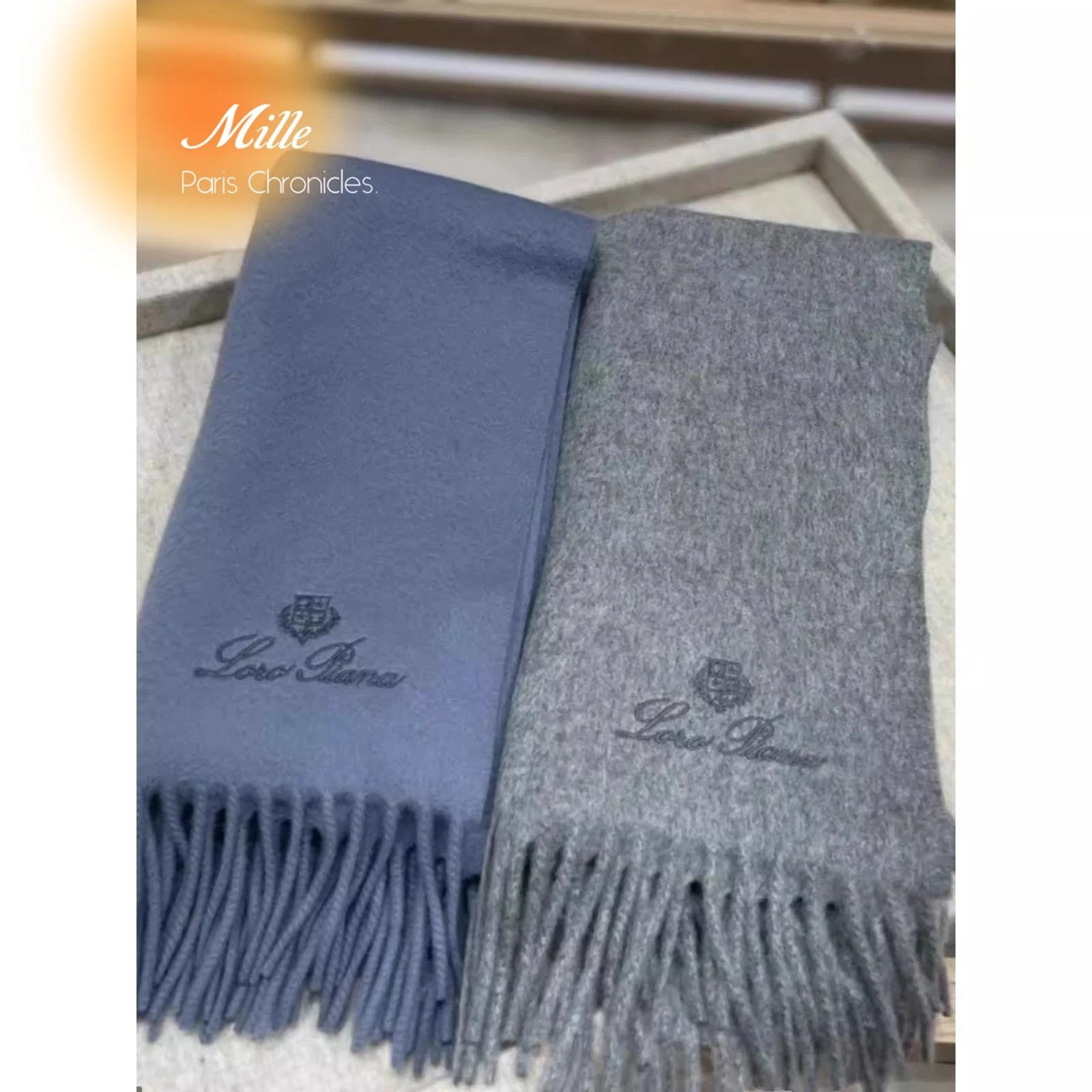 Dior Scarf Autumn and Winter Old Money Style Cashmere Tassel Scarf Women's Neck Warmer All-Matching