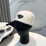 PRADA Hat Triangle mark logo Baseball Cap Sunshade Sun Protection Duckbill Cap Large Head Circumference Slimming Face Curved Brim Versatile Sports Hat for Men and Women Couples Same Style