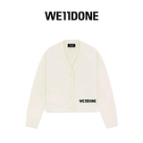 We11done Jackets Top Version Wool Knit Cardigan Jacquard Letters LOGO Pocket Sweater Coat