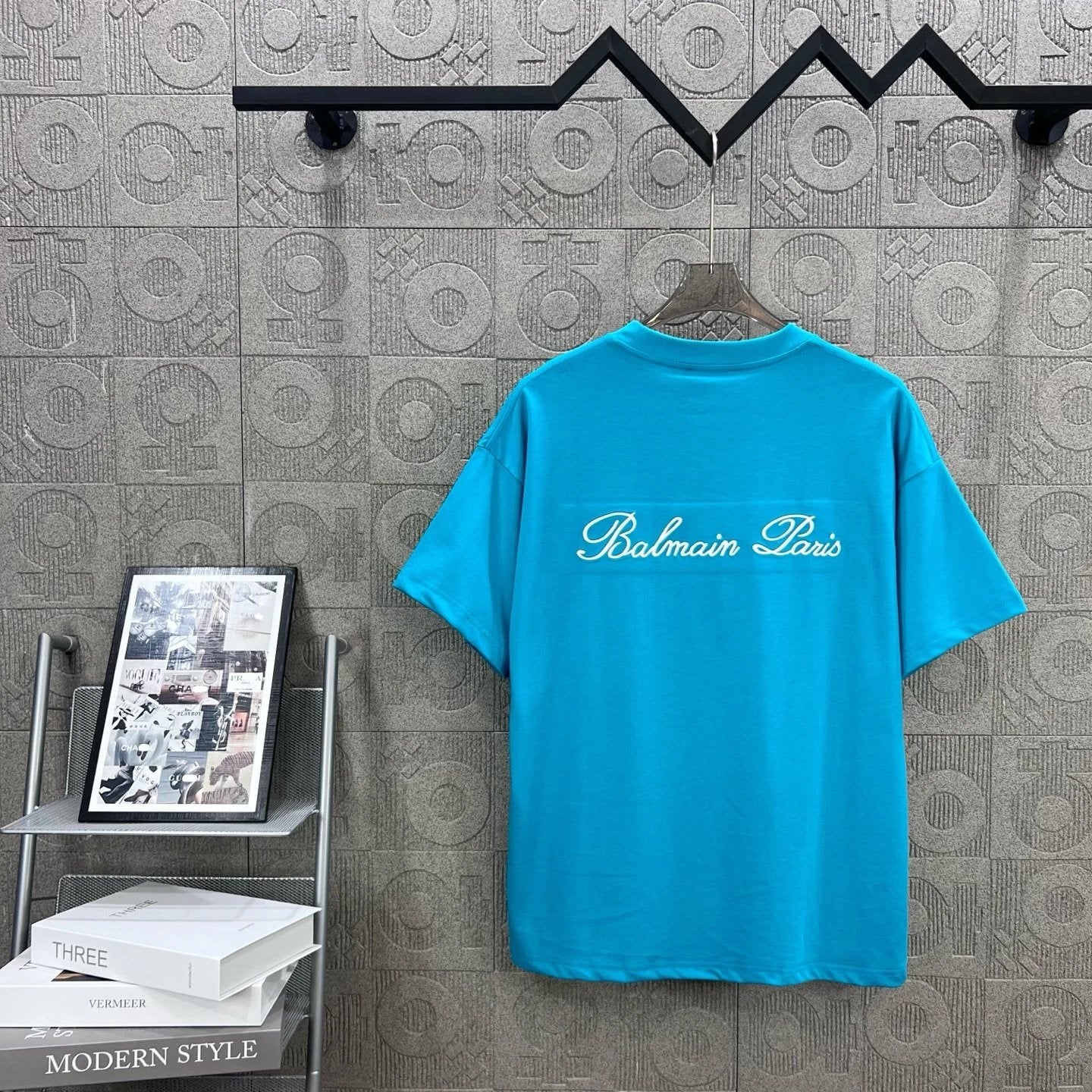 Balmain T-shirt Front and Back Simple Letter Embroidery logo round Neck Short Sleeve25ss New pure cotton T Unisex T-Shirt OS Drop Shoulder Loose Fit Base Shirt Top T-Shirt Short Sleeve