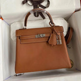 Hermes women's bag Top version Women's Bag Women's Bag Handbag Shoulder Bag Messenger Bag Kelly25cm28cmKellytogo Cowhide Wax Line Hand Sewing