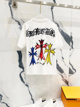 Chrome Hearts T-shirt Front and back Colorful Sanskrit Print logo round Neck Short Sleeve25ss New pure cotton T Unisex T-Shirt OS Drop Shoulder Loose Fit Base Shirt Top T-Shirt Short Sleeve
