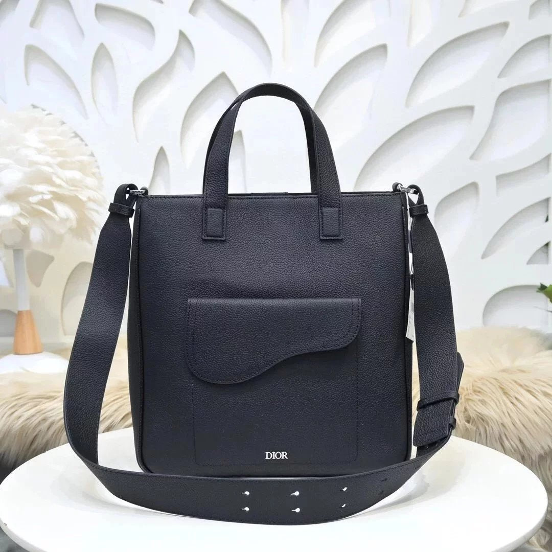 Dior Men's Bag Top version Men's Bag2021New oblique Presbyopic Canvas Cowhide Saddle Bag Shopping Bag Pocket Portable Tote Bag Men's Briefcase Shoulder Messenger Bag