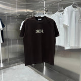 Dior T-shirt Chest Foam Print logo round Neck Short Sleeve25ss New Pure Cotton Unisex Style T T-shirt OS Loose Fit Base Shirt Short Sleeve T-Shirt Top