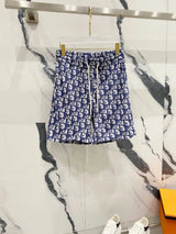 Dior shorts Towel with Full Print of Old Flower Letters LOGO Five-point Shorts25ss New Heavy Drawstring American Style Casual Summer Pants5Two-in-One Casual Sweatpants for Men and Women, Pure Cotton