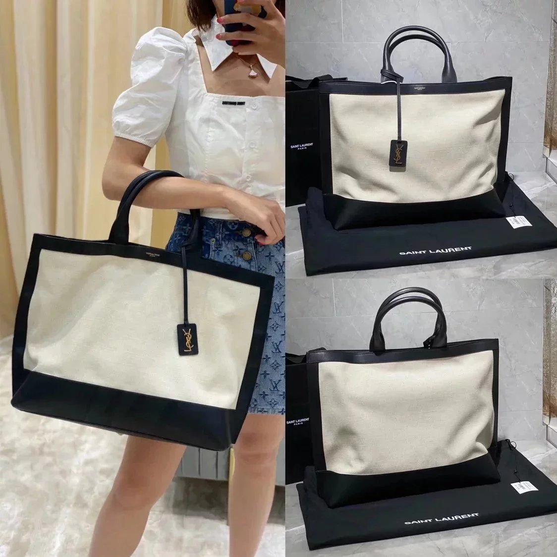 YSL Women's Bag Top version 【Original Leather Surrogate Shopping Edition】2022New Canvas Tote Bag SHOPPINGToteBag Shopping Bag Custom Linen Large Capacity Travel Bag Men's and Women's Bags Handbag Backpack New Tote Bag tote Bag