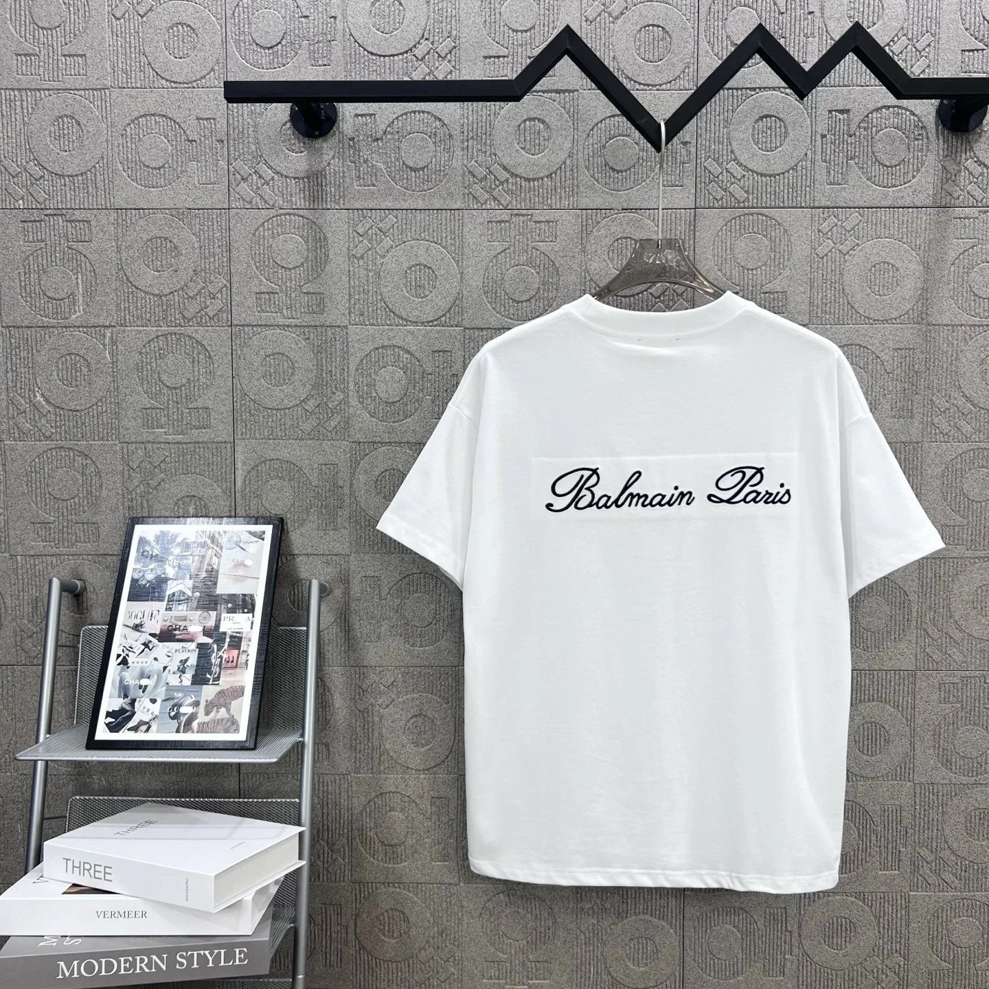 Balmain T-shirt Front and Back Simple Letter Embroidery logo round Neck Short Sleeve25ss New pure cotton T Unisex T-Shirt OS Drop Shoulder Loose Fit Base Shirt Top T-Shirt Short Sleeve