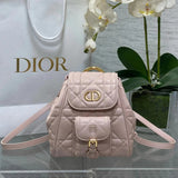 Dior Travel Bag Top version 【Surrogate Shopping Grade Original Leather Matching Leather】Synchronous Packaging24Autumn and Winter New Caro Backpack Rattan Plaid Women's Schoolbag Frog Backpack Women's Handbag Backpack mini Schoolbag Backpack Women's Bag