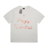 Balenciaga T-shirt Valentine's Day Limited Edition Frayed Crew Neck Short Sleeve25ss New pure cotton T Unisex T-Shirt OS Drop Shoulder Style Base Shirt Top T-Shirt Half Sleeve
