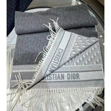 Dior Scarf 24SS New Full Print logo Tassel Wool Cashmere Presbyopic Double-Sided Scarf for Women