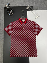 Gucci T-shirt Front Full Print Old Flower logo Printing POLO Shirt Lapel Short Sleeve25ss New Unisex Style OS Loose T Summer Half Sleeve Business Shirt Plus Size T-Shirt